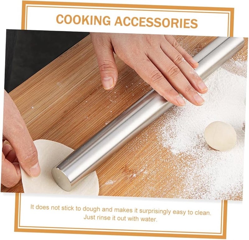 Stainless Steel Rolling Pin Non Stick Hollow Design Anti Slip Handles For Pasta Pizza Pastry - Image 4
